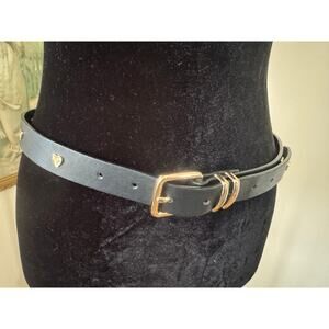 Juicy Couture Black Belt Gold Heart Studs Logo Y2K Style M